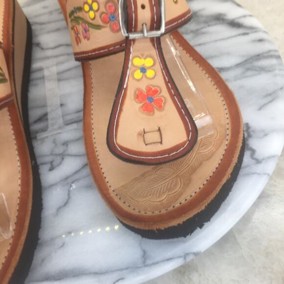 Hortega's Artesanias Authentic Mexican Leather Sandals Women's Size 9 - Picture 4 of 16